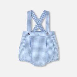 Jacadi Bloomers, Overalls And Sets|Baby boy bloomer in gingham Blue/White