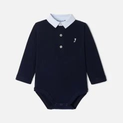 Jacadi Bodysuits|Baby boy bodysuit with Oxford collar Jacadi Navy