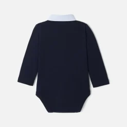 Jacadi Bodysuits|Baby boy bodysuit with Oxford collar Jacadi Navy