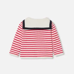 Jacadi Jumpers, Sweatshirts And Cardigans|Baby boy cardigan with a sailor collar White/Red