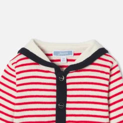 Jacadi Jumpers, Sweatshirts And Cardigans|Baby boy cardigan with a sailor collar White/Red