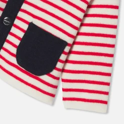 Jacadi Jumpers, Sweatshirts And Cardigans|Baby boy cardigan with a sailor collar White/Red