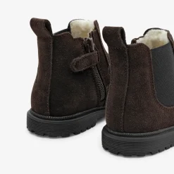 Jacadi Ankle Boots|Baby boy Chelsea boots with fur Brown
