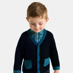 Jacadi Sweaters, Sweatshirts And Cardigans|Baby boy color block cardigan Jacadi Navy