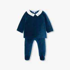 Jacadi Bloomers, Overalls And Sets|Baby boy comfort set in velvet Petrol blue