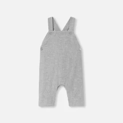 Jacadi Bloomers, Overalls And Sets|Baby boy flannel overalls Jacadi light Heather Grey