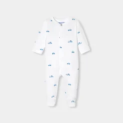 Jacadi Pajamas|Baby boy fleece pajamas Soft White/Multicolour