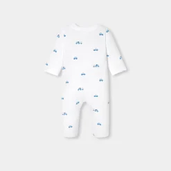 Jacadi Pajamas|Baby boy fleece pajamas Soft White/Multicolour