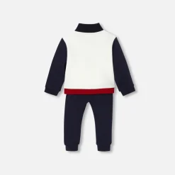 Jacadi Bloomers, Overalls And Onesies|Baby boy fleece set White/Navy