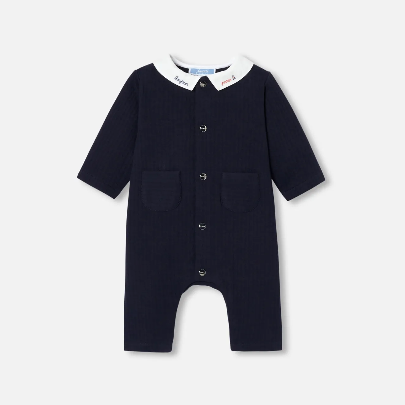 Jacadi Bloomers, Overalls And Sets|Baby boy jumpsuit in quilted jersey Light navy