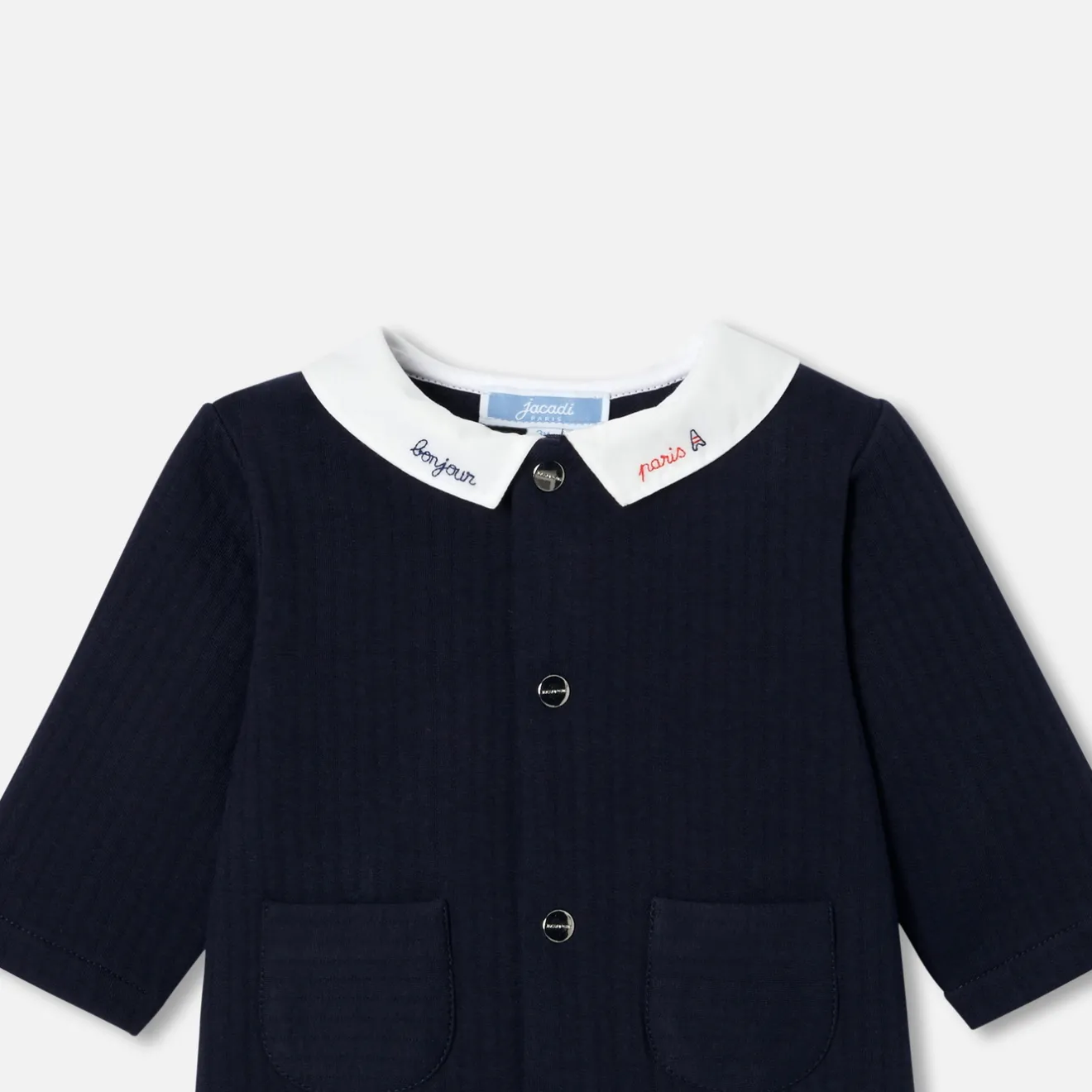 Jacadi Bloomers, Overalls And Sets|Baby boy jumpsuit in quilted jersey Light navy