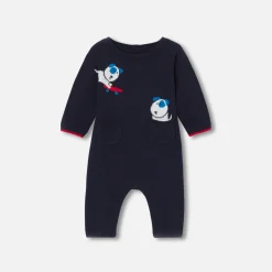 Jacadi Bloomers, Overalls And Sets|Baby boy knitted jumpsuit Navy/Multicolour