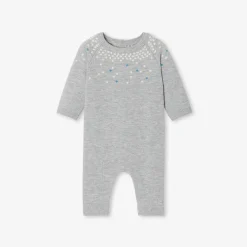 Jacadi Bloomers, Overalls And Sets|Baby boy knitted jumpsuit Jacadi light Heather Grey