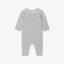 Jacadi Bloomers, Overalls And Sets|Baby boy knitted jumpsuit Jacadi light Heather Grey