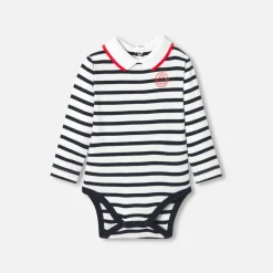 Jacadi Bodysuits|Baby boy long sleeve bodysuit White/Navy