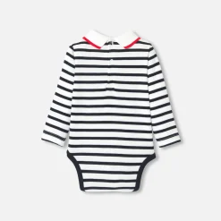 Jacadi Bodysuits|Baby boy long sleeve bodysuit White/Navy