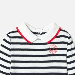 Jacadi Bodysuits|Baby boy long sleeve bodysuit White/Navy