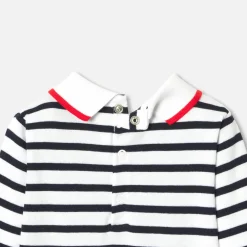 Jacadi Bodysuits|Baby boy long sleeve bodysuit White/Navy