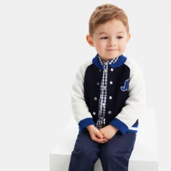 Jacadi Sweaters, Sweatshirts And Cardigans|Baby boy Teddy cardigan Navy/White