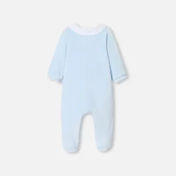 Jacadi Pajamas|Baby boy velvet pajamas Pale blue