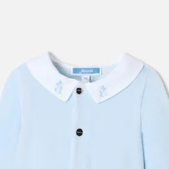 Jacadi Pajamas|Baby boy velvet pajamas Pale blue