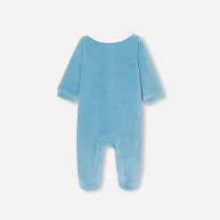 Jacadi Pajamas|Baby boy velvet pajamas Aqua
