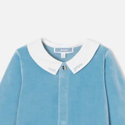 Jacadi Pajamas|Baby boy velvet pajamas Aqua