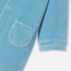 Jacadi Pajamas|Baby boy velvet pajamas Aqua