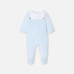 Jacadi Pajamas|Baby boy velvet pajamas Pale blue