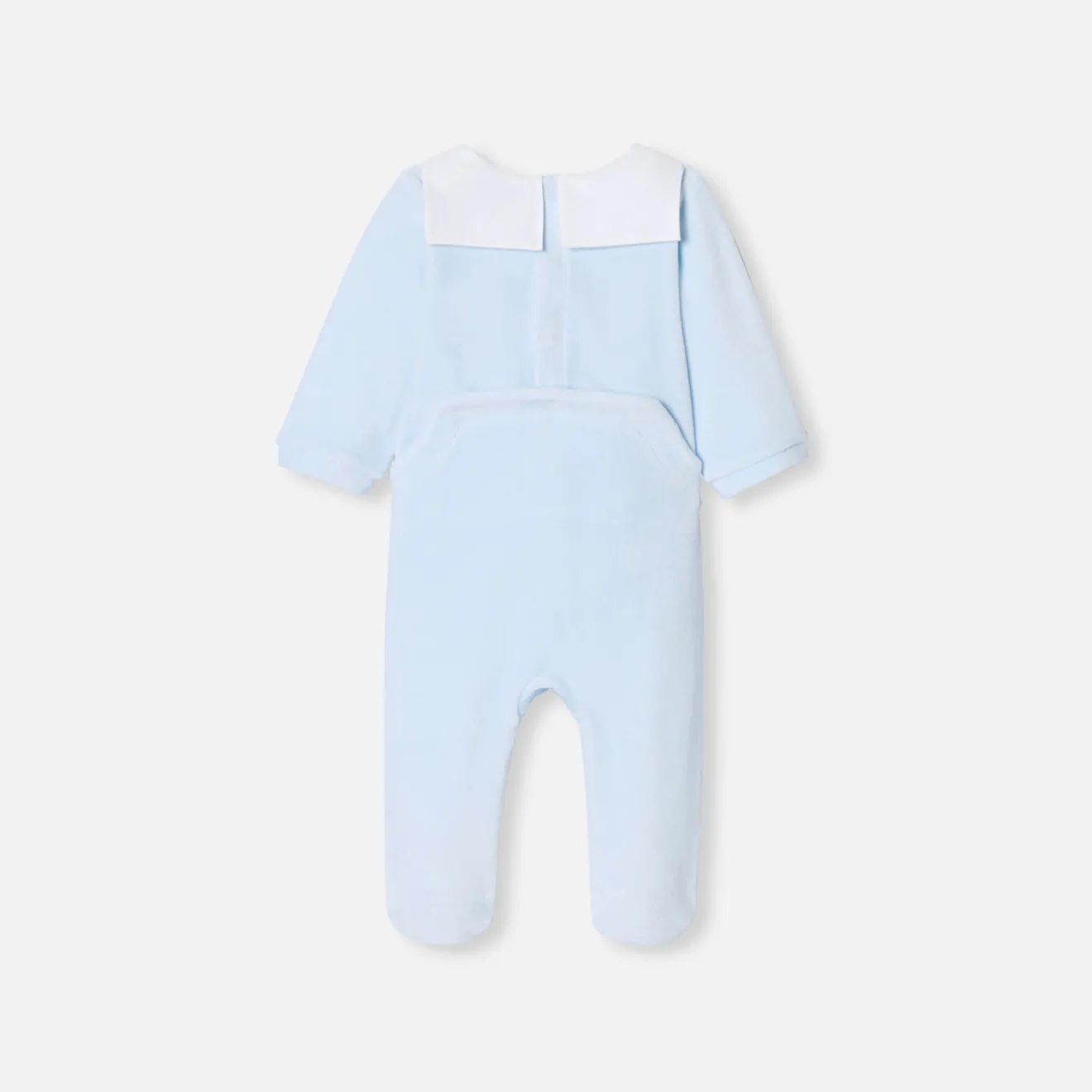 Jacadi Pajamas|Baby boy velvet pajamas Pale blue