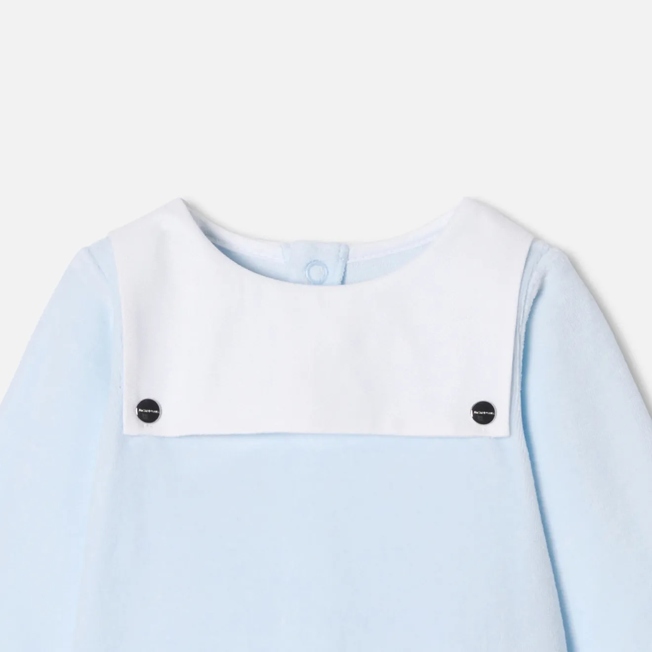 Jacadi Pajamas|Baby boy velvet pajamas Pale blue