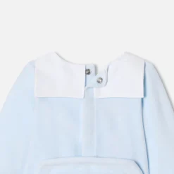 Jacadi Pajamas|Baby boy velvet pajamas Pale blue
