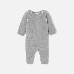 Jacadi Bloomers, Overalls And Sets|Baby cashmere jumpsuit Jacadi light Heather Grey