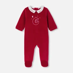 Jacadi Pajamas|Baby Christmas velvet pajamas Jacadi Red