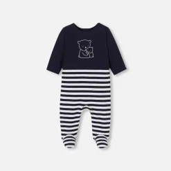 Jacadi Pajamas|Pajamas|Baby fleece pajamas Navy/White