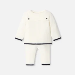 Jacadi Bloomers, Overalls And Sets|Baby garter stitch set Jacadi soft white