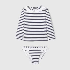 Jacadi Swimwear|Accessories|Baby girl anti-UV swimsuit set Navy/White