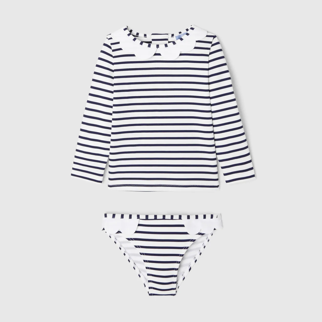 Jacadi Swimwear|Accessories|Baby girl anti-UV swimsuit set Navy/White