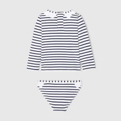 Jacadi Swimwear|Accessories|Baby girl anti-UV swimsuit set Navy/White