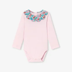 Jacadi Bodysuits|Baby girl bodysuit with Liberty fabric collar Jacadi Powder Pink