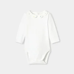Jacadi Bodysuits|Baby girl bodysuit with petal collar Jacadi White