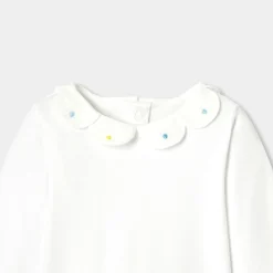 Jacadi Bodysuits|Baby girl bodysuit with petal collar Jacadi White