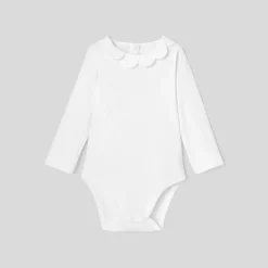 Jacadi Bodysuits|Baby girl bodysuit with petal collar Jacadi White