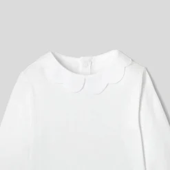Jacadi Bodysuits|Baby girl bodysuit with scalloped collar Jacadi White