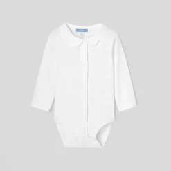 Jacadi Bodysuits|Baby girl bodysuit with scalloped collar Jacadi White