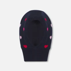 Jacadi Accessories|Winter Accessories|Baby girl bonnet with little hearts Navy/Multicolour