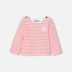 Jacadi Polos And T-Shirts|Baby girl Breton tee White/Coral