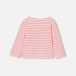Jacadi Polos And T-Shirts|Baby girl Breton tee White/Coral