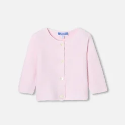 Jacadi Jumpers, Sweatshirts And Cardigans|Baby girl cardigan in garter stitch Jacadi pale Pink