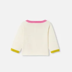 Jacadi Jumpers, Sweatshirts And Cardigans|Baby girl cardigan in jersey Soft White/Multicolour